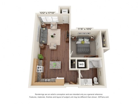 1 Bedroom - A Floor Plan at Legacy Commons at Signal Hills 55+ Apartments, West St. Paul, 55118
